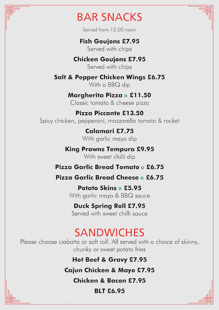 Harry's Bar Newcastle Snacks